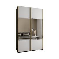 SCHWEBETÜRENSCHRANK 245,5/150/64 2-türig - Goldfarben/Schwarz, Holz/Metall (150/245/64cm) - Abiks Möbel