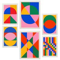 POSTER Set Mit 6 Geometrisches Bauhaus A3 & A4 Weißer Rahmen - Weiß, Papier (29/3cm) - Nacnic