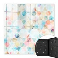 SCHLÜSSELBOX Schwarz 30x30 cm- Türöffnung nach rechts - Geometrische Muster - Blau, Metall (30/30/5cm) - TULUP