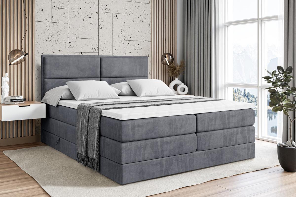 BOXSPRINGBETT AURA KING - 140 x 200 - H3/H4 - Dunkelgrau - Dunkelgrau, Holzwerkstoff (140/200cm) - ALTDECOR