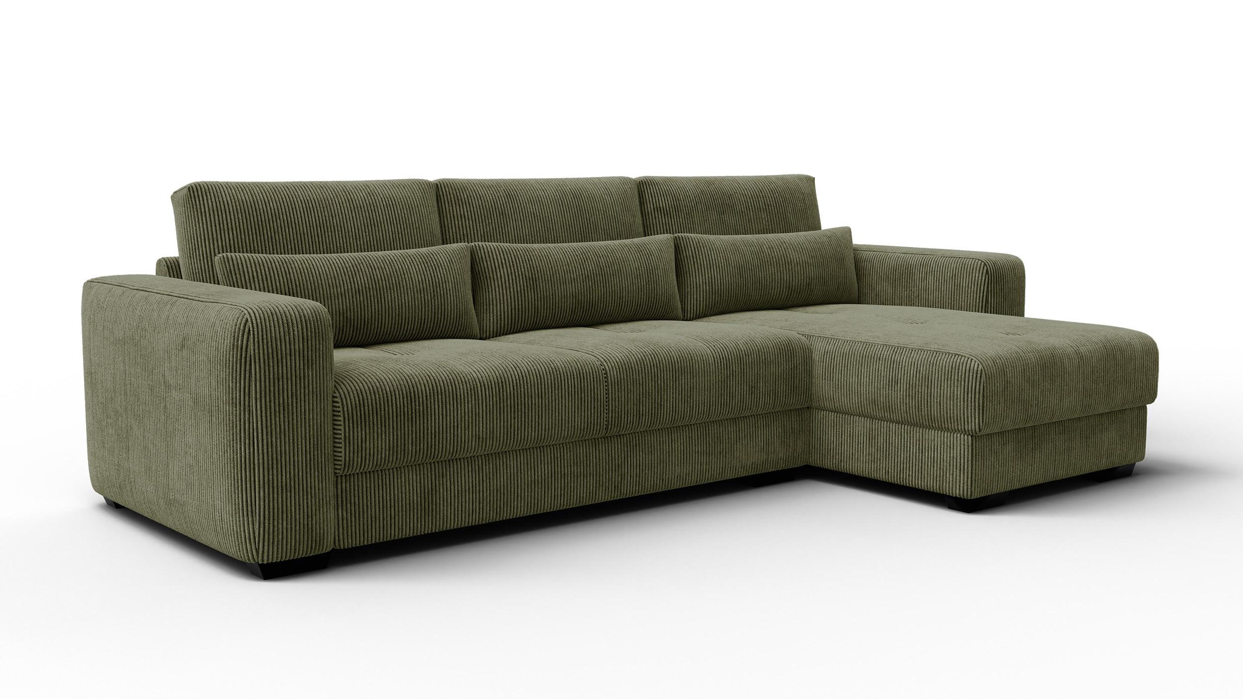 ECKSOFA OLI 4-Sitzer rechts, olivgrün - Olivgrün, Holz/Textil (295/172cm) - Wozimo
