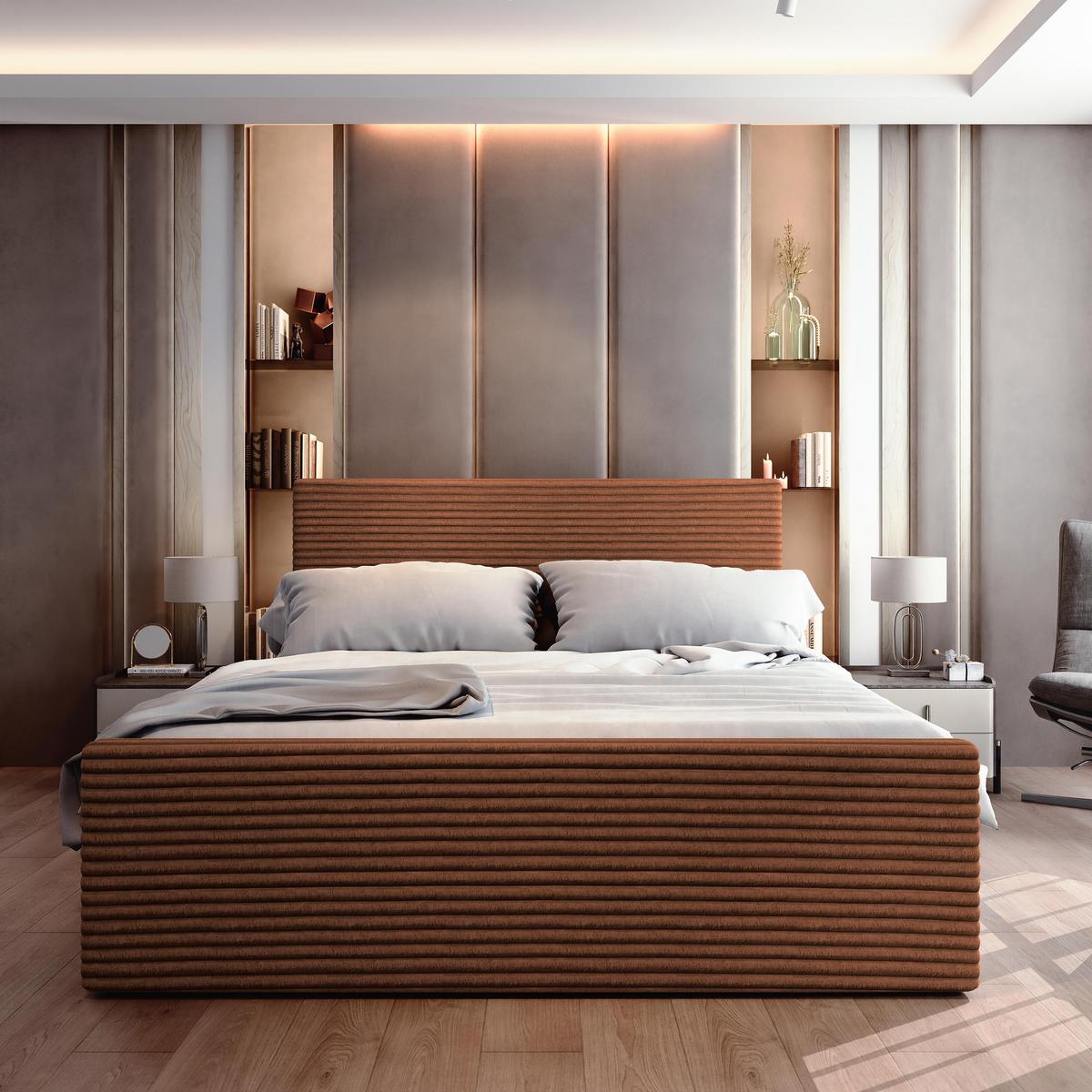 BOXBETT BRENTO 160x200 cm mit Matratze und Topper - Kupferfarben - Kupferfarben, Holz (160/200cm) - MASSENO