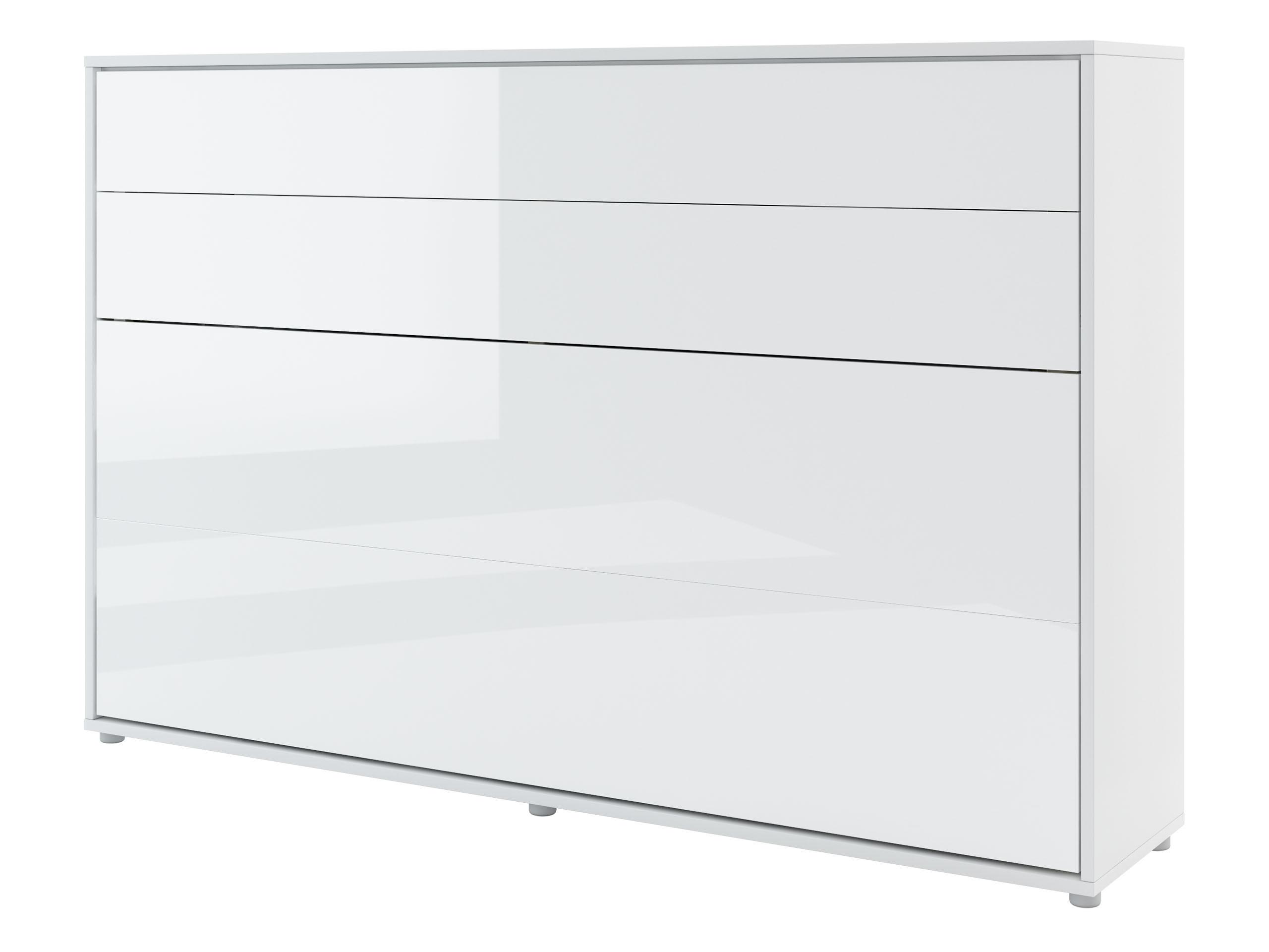 SCHRANKBETT Bed-Concept BC-05 120x200 mit weißer LED Beleuchtung - Weiß Hochglanz/Grau, Holz/Holzwerkstoff (120/200cm) - MIRJAN24