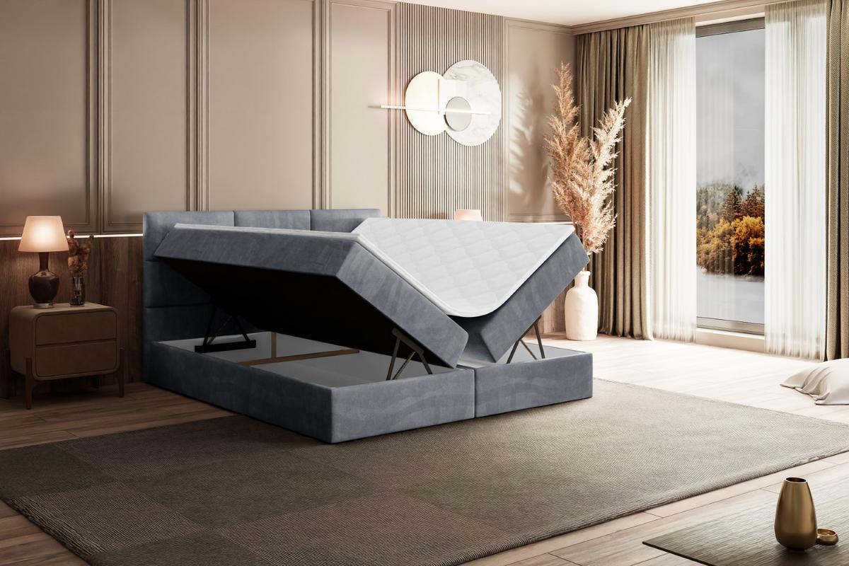 BOXBETT mit Matratze H3 und Lattenrost - OHIO - 140x200 cm Grau - Grau, Holzwerkstoff (140/200cm) - ALTDECOR