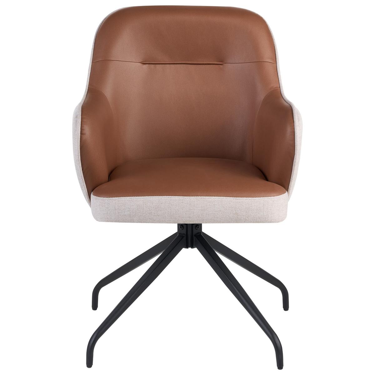 ESSZIMMERSTUHL drehbar Stoff Braun Stowe - Beige, Textil (61/90/61cm) - Beliani