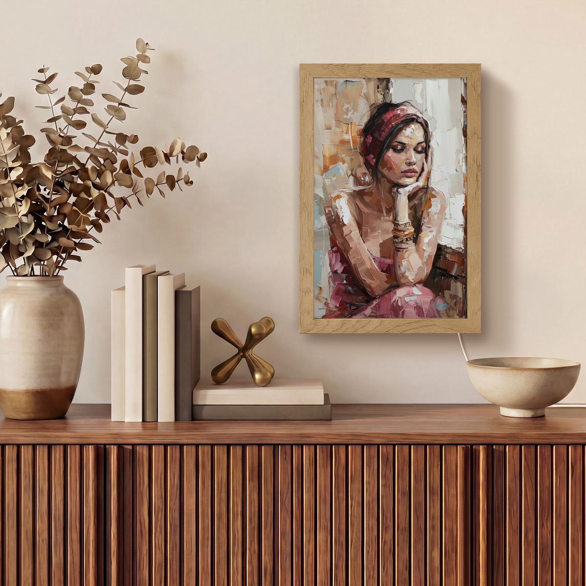 WANDLEUCHTE Frau - Lackierung - Porträt - Modern 20x30 cm - Braun, Holzwerkstoff (20/30/8cm) - OnlyWow