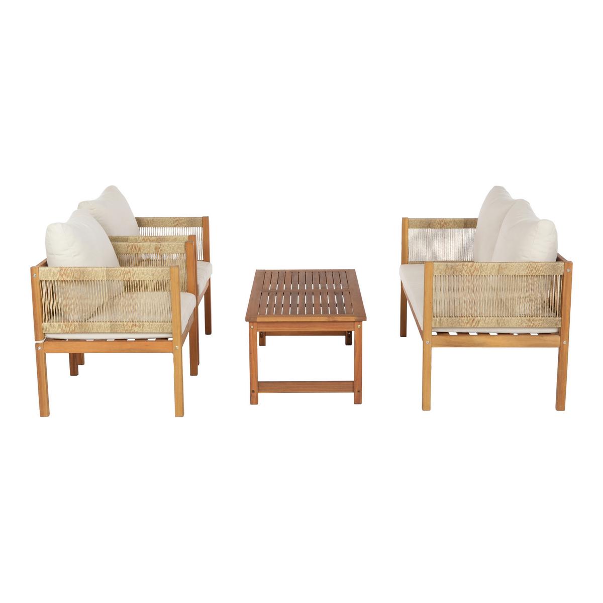 GARTENMÖBEL-SET 4 TLG. Cannole - Beige/Akaziefarben, Holz/Textil - casa.pro