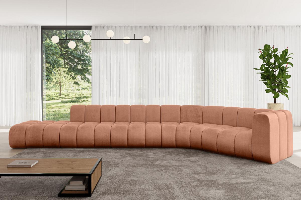ECKSOFA modulares Sofa Tilmo-L2 - 490x194x70 cm Apricot - Koralle, Holzwerkstoff/Textil (490/194cm) - ALTDECOR