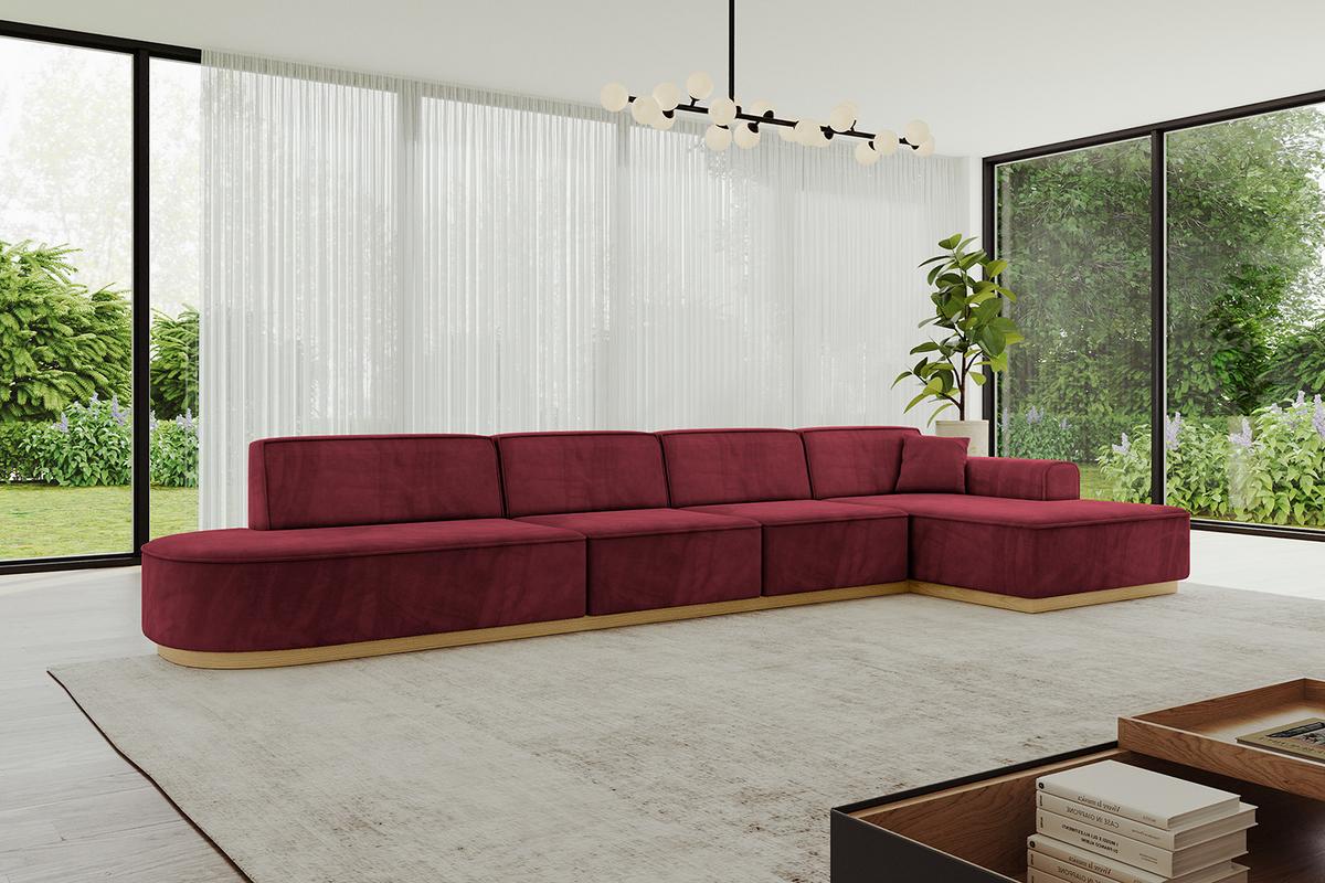 ECKSOFA Ottomane Rechts IREA-L3-v2 - 412x165x80 cm Bordeauxrot - Bordeaux, Holzwerkstoff/Textil (412/165cm) - ALTDECOR