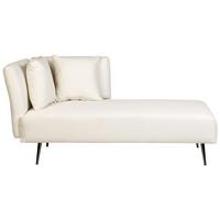 CHAISELONGUE cremeweiß linksseitig Riom - Schwarz/Weiß, Textil (156/75/77cm) - Beliani