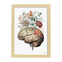 POSTER Anatomie Gehirn A4 Rahmen Aus Hellem Holz - Beige, Papier (29.7/5/21cm) - Nacnic