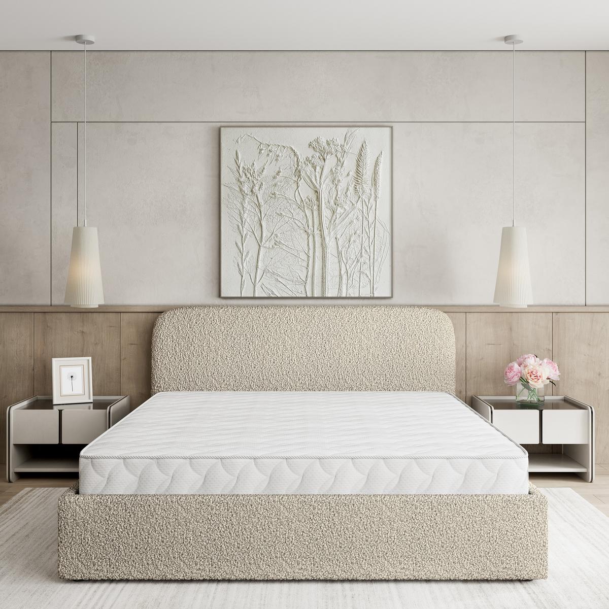 POLSTERBETT RENIVE Q 120x200 cm mit Bettkästen - Beige - Beige, Holz/Textil - MASSENO
