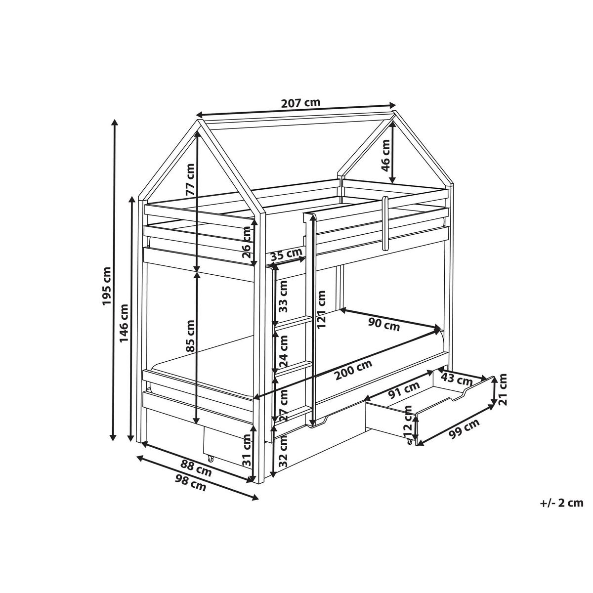 HOCHBETT 90/200 cm Weiß Ternas - Weiß, Holz (90/200cm) - Beliani