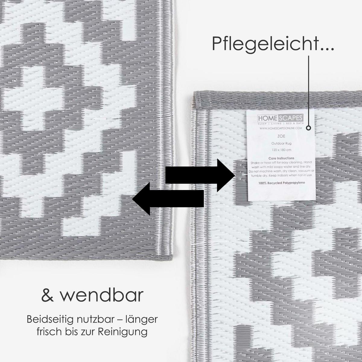 OUTDOORTEPPICH Zoe, geometrisch gemustert 180/270 cm - Hellgrau, Kunststoff (180/270cm) - Homescapes