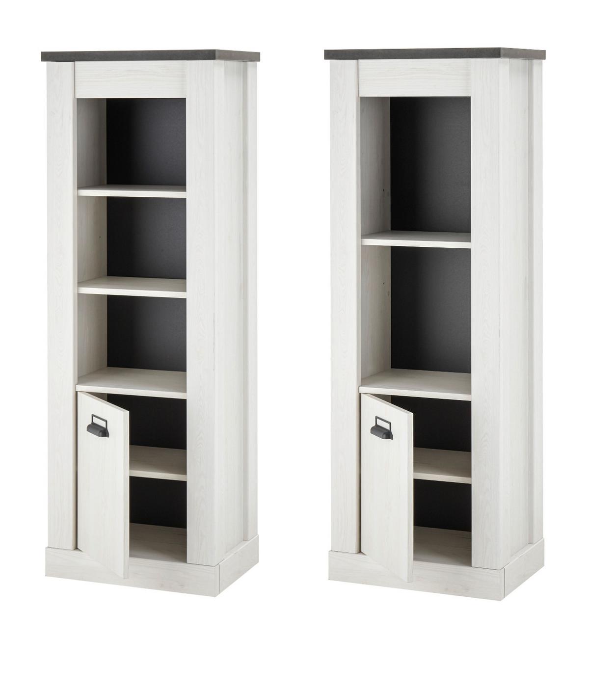 WOHNWAND weiß Pinie, anthrazit Landhaus, Wohnkombination 3-teilig 233 cm - Anthrazit/Weiß, Holzwerkstoff/Metall (233/170/43cm) - Furn.Design