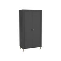 KLEIDERSCHRANK Mossa 2D MO01 - Goldfarben/Schwarz, Holzwerkstoff/Kunststoff (97/194/56cm) - MIRJAN24