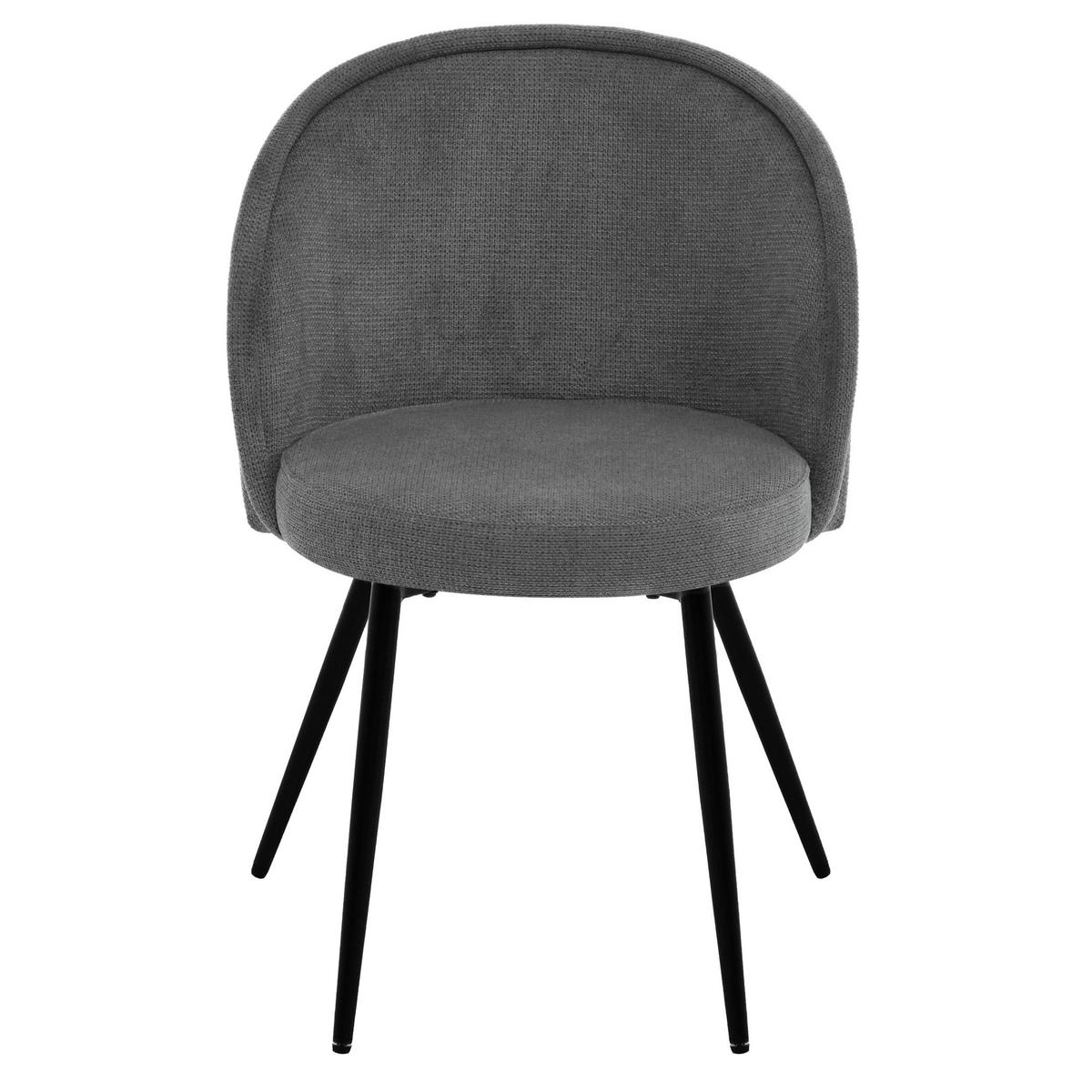 STÜHLE Gappo, Polsterstuhl mit gepolsterter Rückenlehne, Metallbeine, Dunkelgrau - Dunkelgrau/Schwarz, Metall (52/77/51cm) - Beautysofa