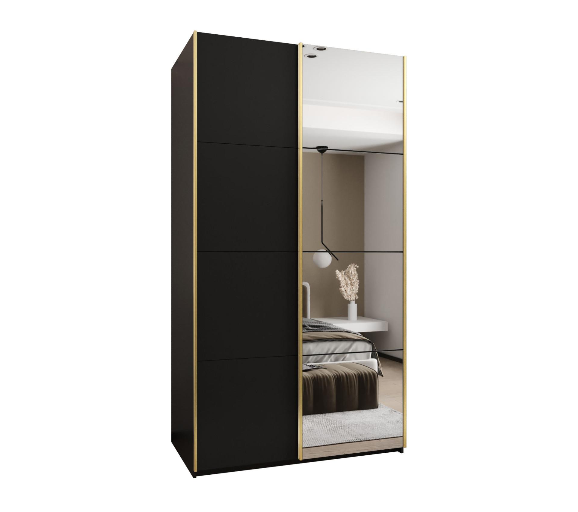 SCHWEBETÜRENSCHRANK 245,5/130/64 2-türig - Goldfarben/Schwarz, Holz/Metall (130/245/64cm) - Abiks Möbel