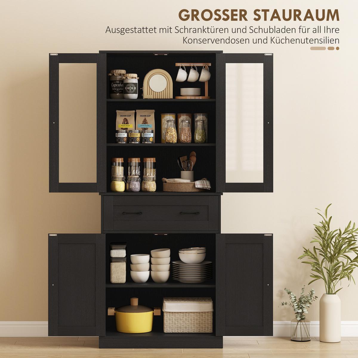KÜCHENSCHRANK MDF Spanplatte Schwarz - Schwarz, Holzwerkstoff/Metall (40/182.5/76cm) - HOMCOM