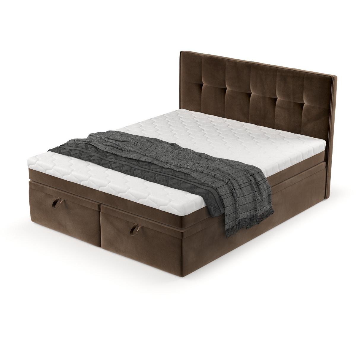 BOXBETT Arivo 200/200 cm Braun im Kronos Stoff - Schwarz/Braun, Holz/Holzwerkstoff (200/200cm) - AltaBeds