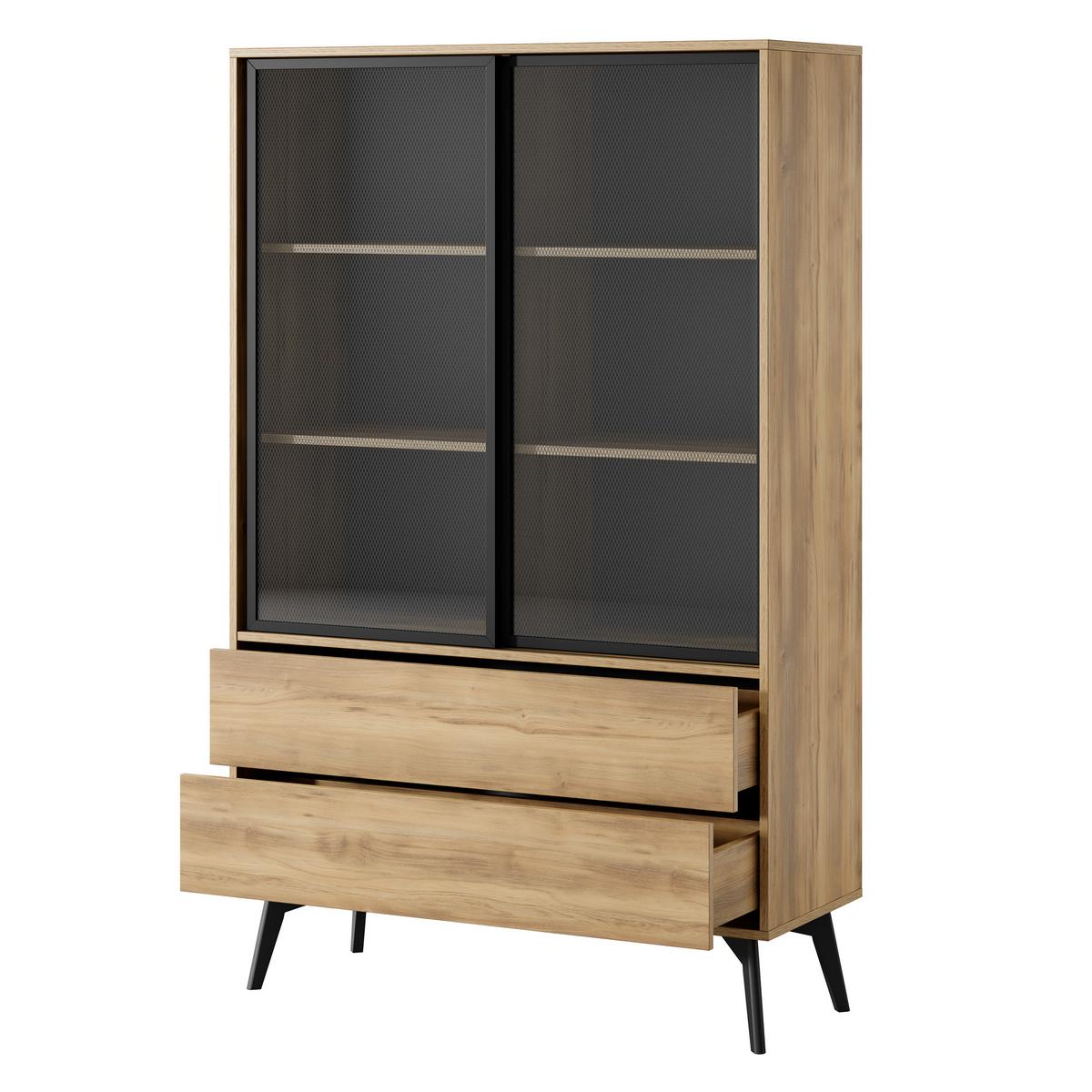 VITRINE VIGORE 164,9 / 100,5 cm in Eichefarben - Eichefarben/Naturfarben, Holzwerkstoff (100.5/164.9/39cm) - MASSENO