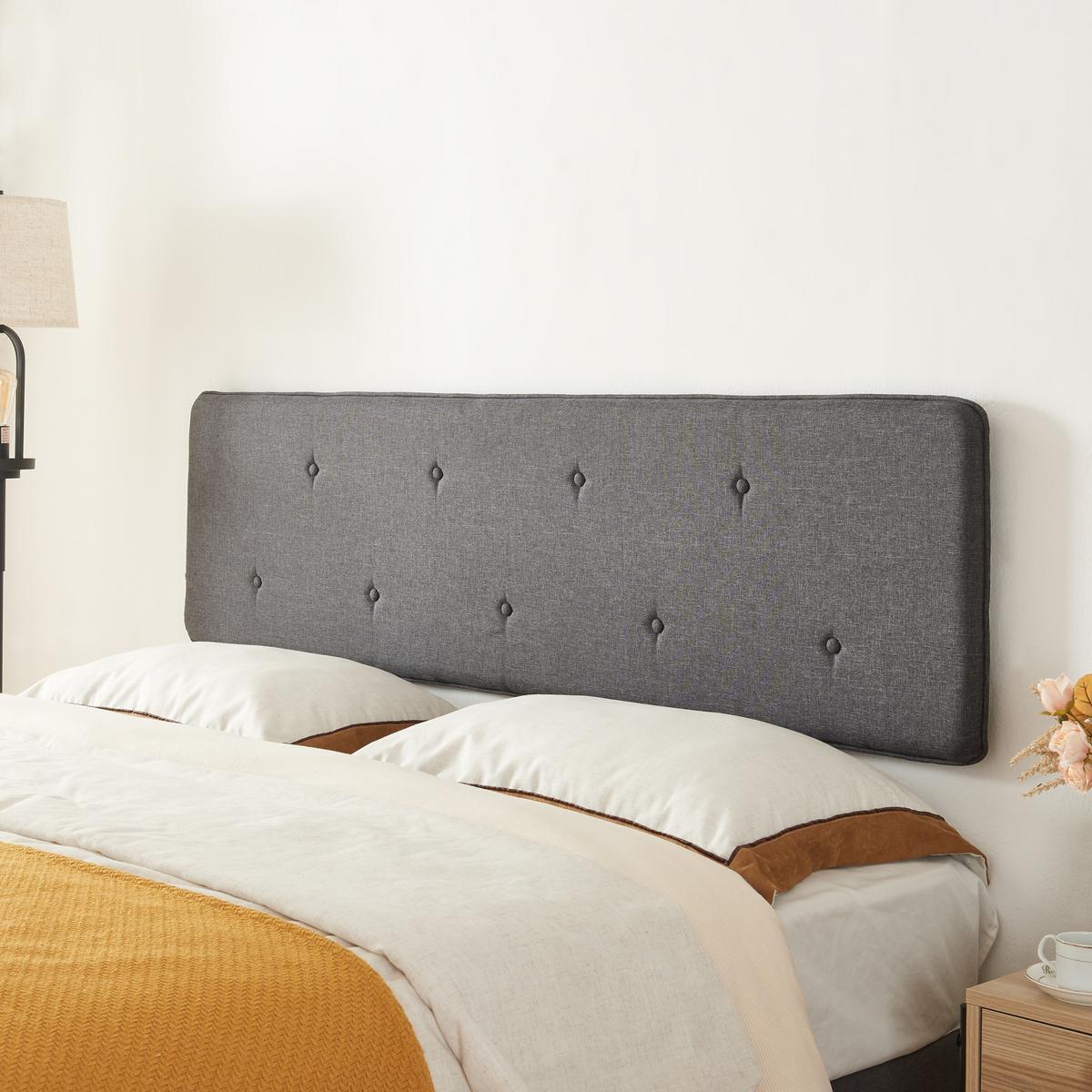 KOPFTEIL Tokke - Grau, Holzwerkstoff/Textil (180/4/48cm) - [en.casa]
