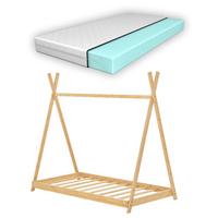 KINDERBETT Vimpeli mit Matratze - Naturfarben, Holz/Textil (70/140cm) - [en.casa]