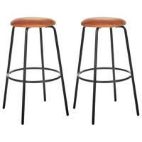 BARHOCKER 2er-Set Samtstoff Orange Morton - Orange, Textil (43/75/43cm) - Beliani