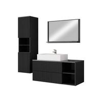 BADMÖBEL-SET Kertos Rillen II - Schwarz, Holzwerkstoff (100/57/45cm) - MIRJAN24