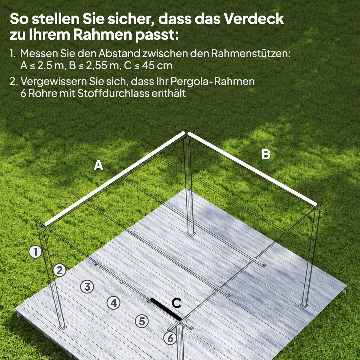 ERSATZDACH mit Regenabflusslöchern aus Polyester Kaffee - Dunkelbraun, Textil (255/6/250cm) - Outsunny