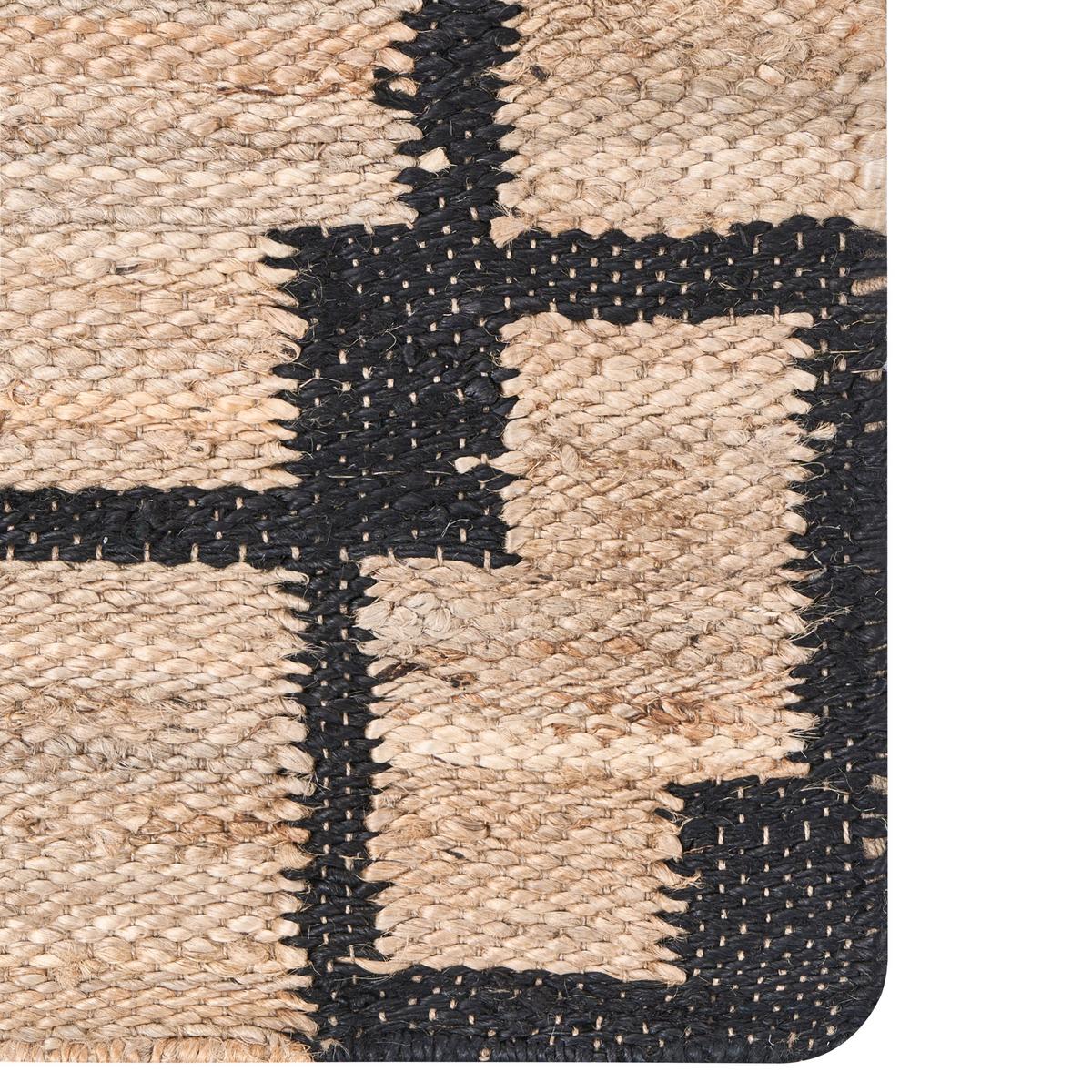 TEPPICH Schwarz/Beige 80/300 cm Jute Gondia - Beige, Textil (80/300cm) - Beliani