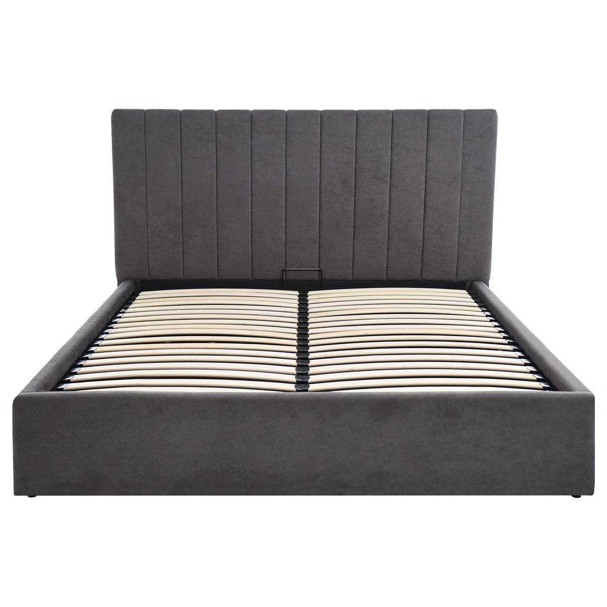 POLSTERBETT Melvio Doppelbett 160x200 cm mit Bettkasten und hohem Steppkopfteil, ohne Matratze, Dunkelgrau - Dunkelgrau, Textil (160/200cm) - Beautysofa