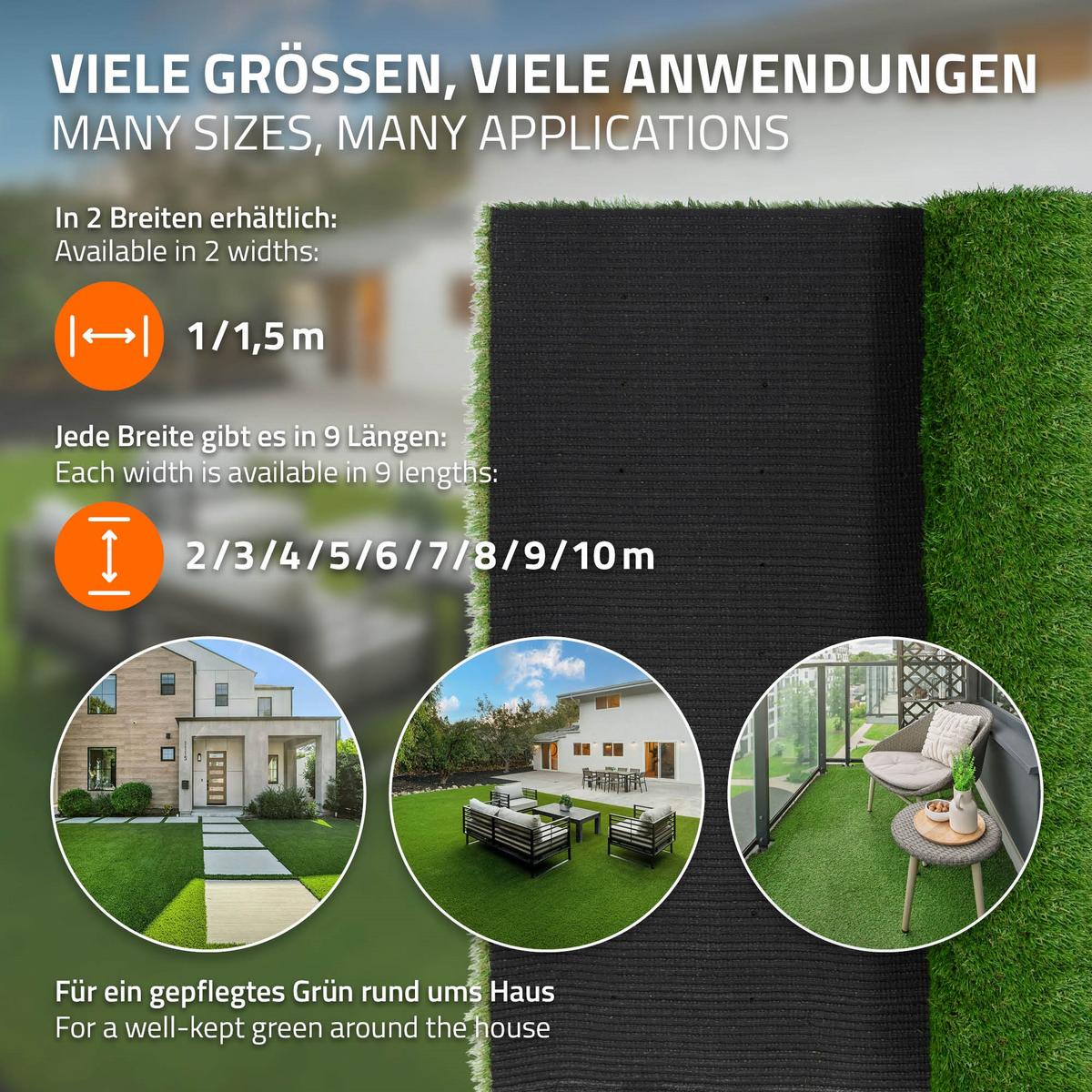 KUNSTRASEN-ROLLE 100x200 cm 2m² Grün 35mm aus Kunststoff - Grün, Kunststoff (100/200cm) - ECD-Germany