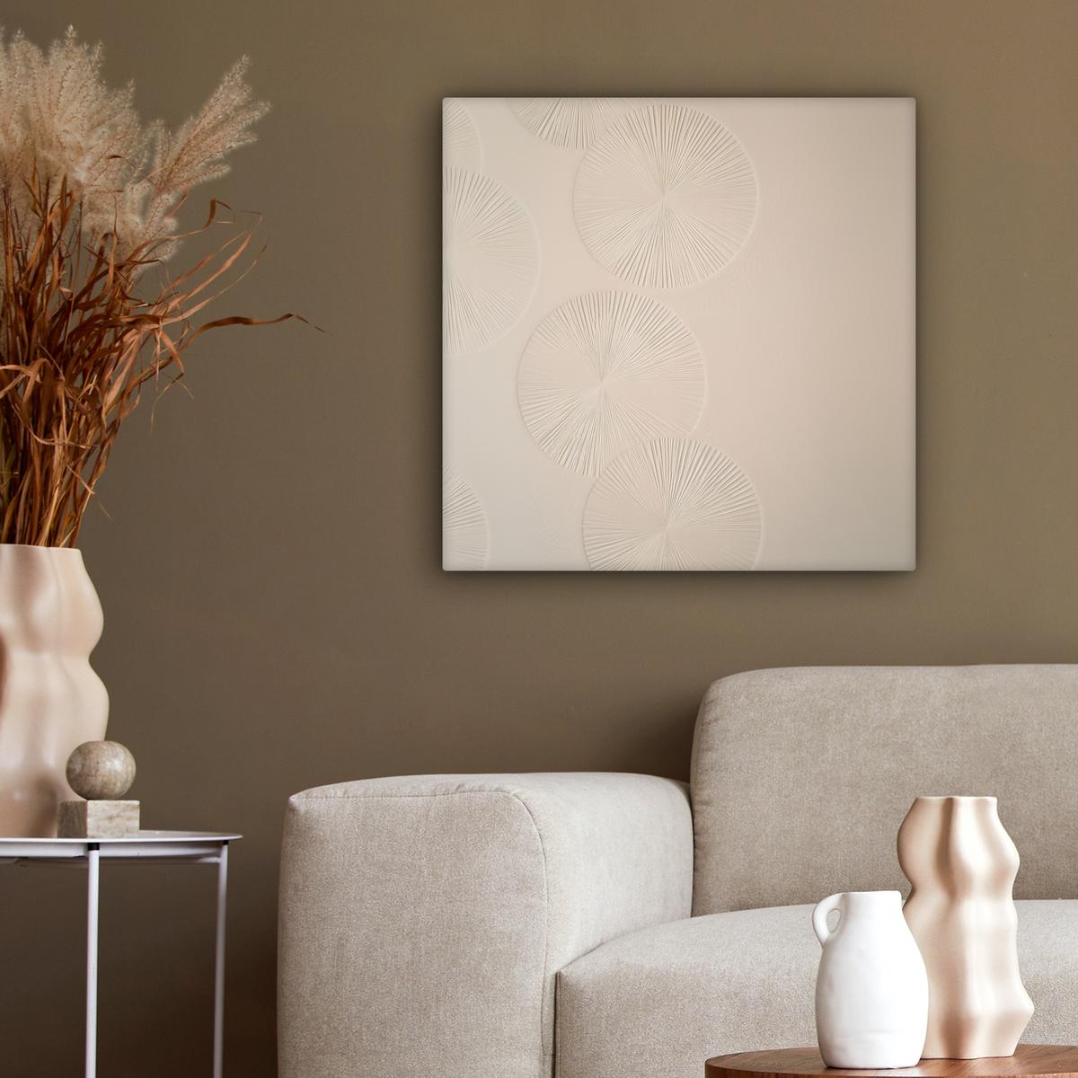 LEINWANDBILD Japandi - Beige - Modern Wandbild Wohnzimmer 50x50 cm - Ecru, Textil (50/50cm) - MuchoWow