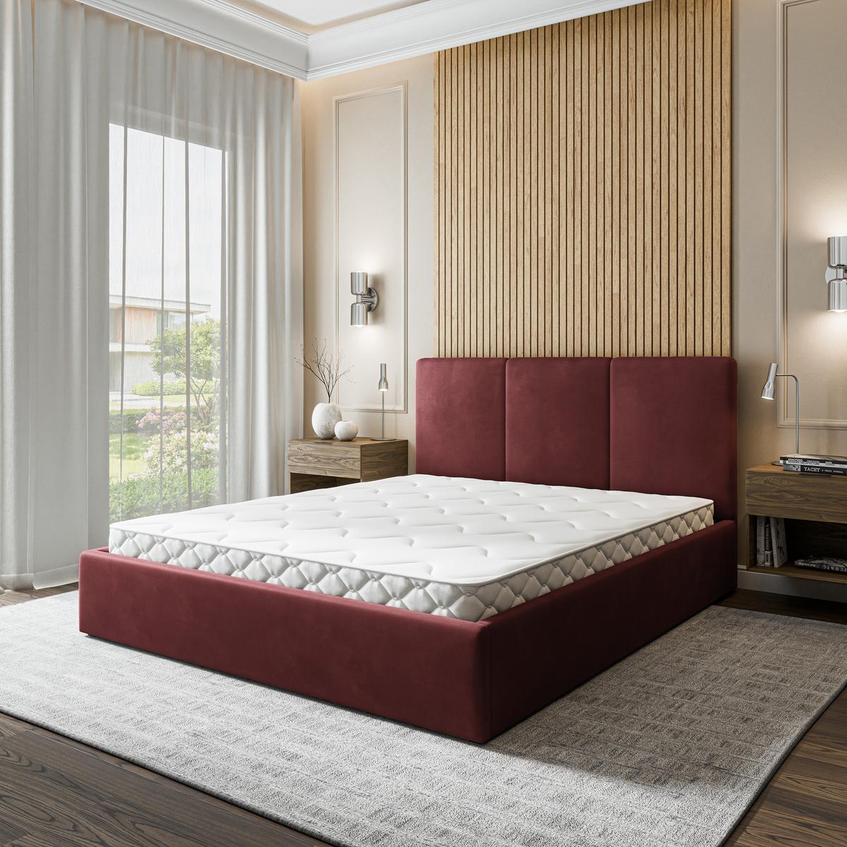 POLSTERBETT AZURI 200x200 cm mit Bettkästen - Rot - Rot, Holz (200/200cm) - MASSENO