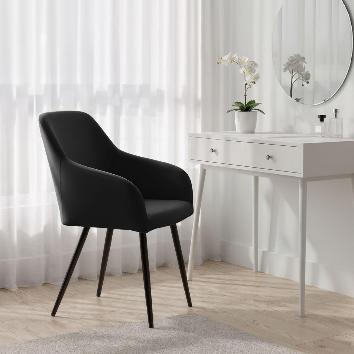 POLSTERSTUHL 6er Set, Metallbeine Schwarz 54,5/83/58 - Schwarz, Textil (55/83/51cm) - RAUMHIRSCH FURNITURE