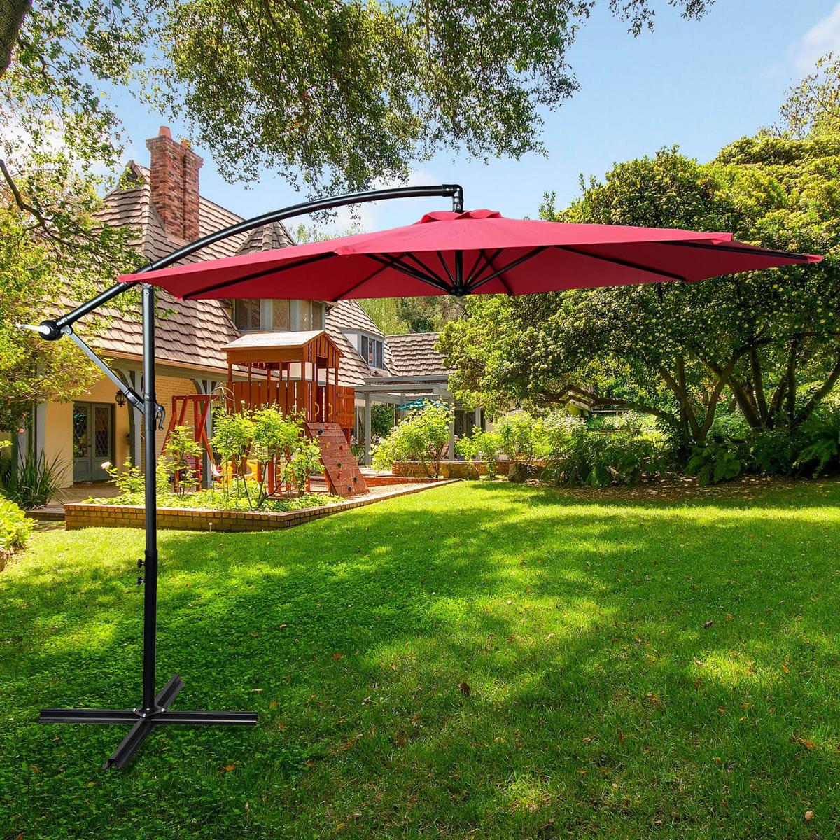GARTENSCHIRM Rot 300/245/300 - Rot, Textil/Metall (300/300cm) - RAUMHIRSCH FURNITURE