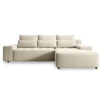 ECKSOFA Neluro Hellbeige Chenille wasserabweisend - Ecru/Schwarz, Kunststoff/Textil (268/184cm) - Selsey