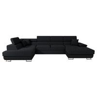 WOHNLANDSCHAFT Cotere Bis Cord, Seite: Links - Schwarz, Holz (345/91/202cm) - MIRJAN24