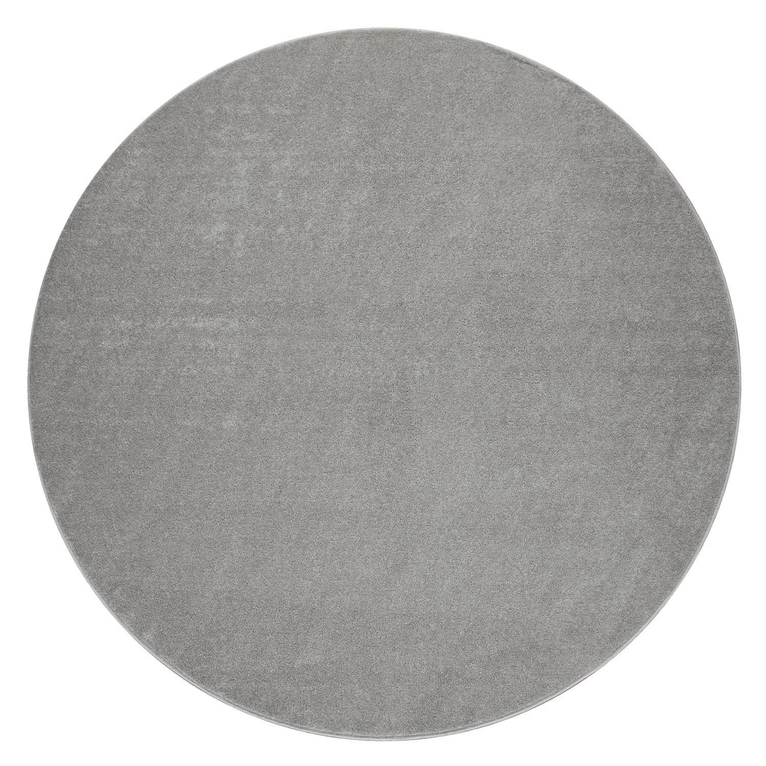KURZFLORTEPPICH Waschbar, einfarbig, Silber, Ø 120 cm - Silberfarben, Textil (120/120cm) - KADIMA DESIGN
