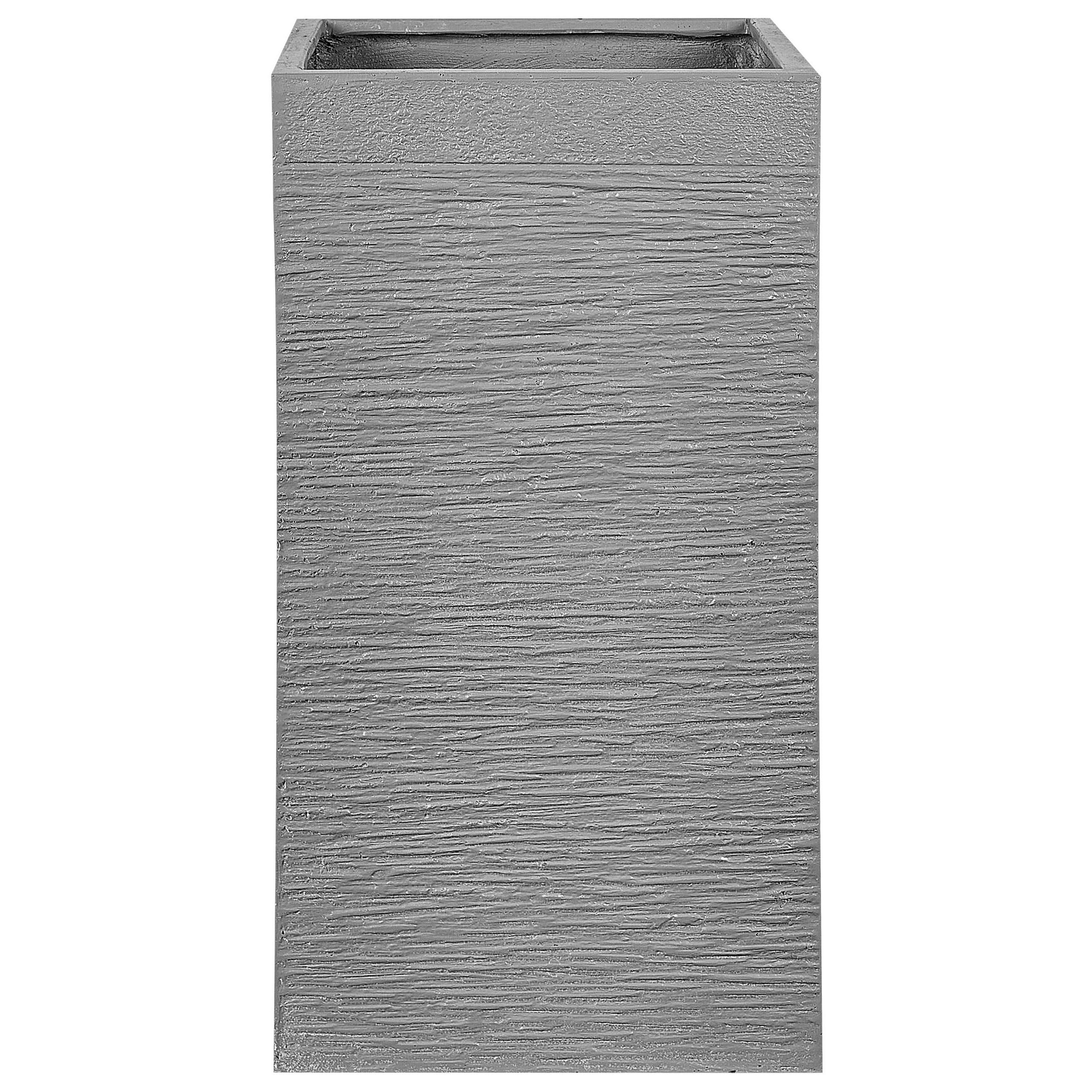 BLUMENTOPF grau quadratisch 40/40/77 cm Dion - Grau, Naturmaterialien (77cm) - Beliani