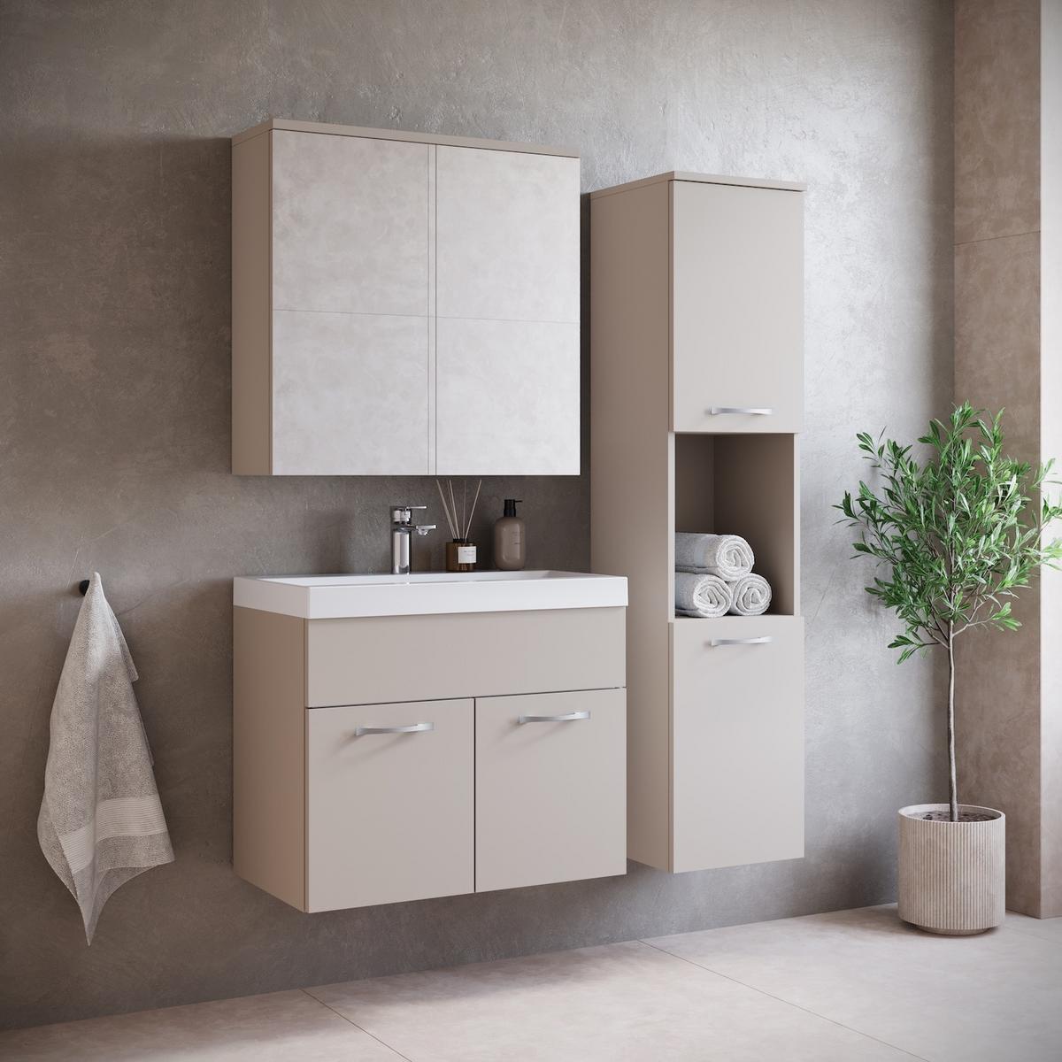 BADMÖBEL-SET Montreal 3 Teile Cashmere - 60 x 35 x 51 cm - Kaschmir, Holz (60/53/35cm) - Badplaats