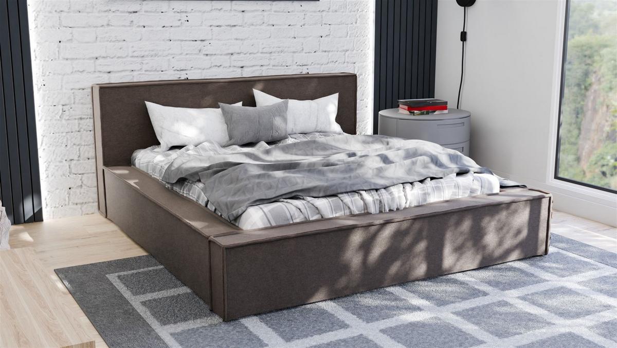 POLSTERBETT Aldana In Freya - Dunkelbraun, Holzwerkstoff/Textil (180/200cm) - Fun Möbel