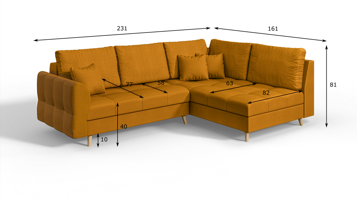 ECKSOFA Lorine Mikrofaser Gelb - Hellbraun/Gelb, Buchenholz/Textil (231/161cm) - S-Style Möbel