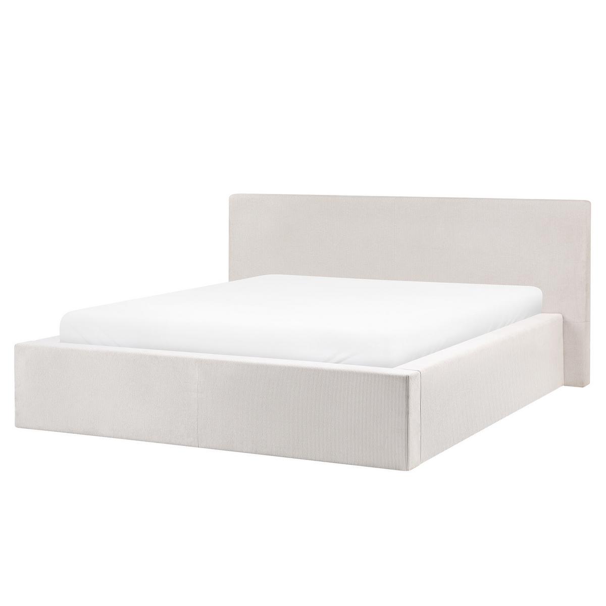 BETT mit Stauraum 160/200 cm Cord Hellbeige Lillebonne - Beige, Textil (160/200cm) - Beliani