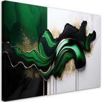 LEINWANDBILD Grüne moderne Abstraktion mit Gold 60x40cm - Grün, Textil (60/40cm) - Feeby