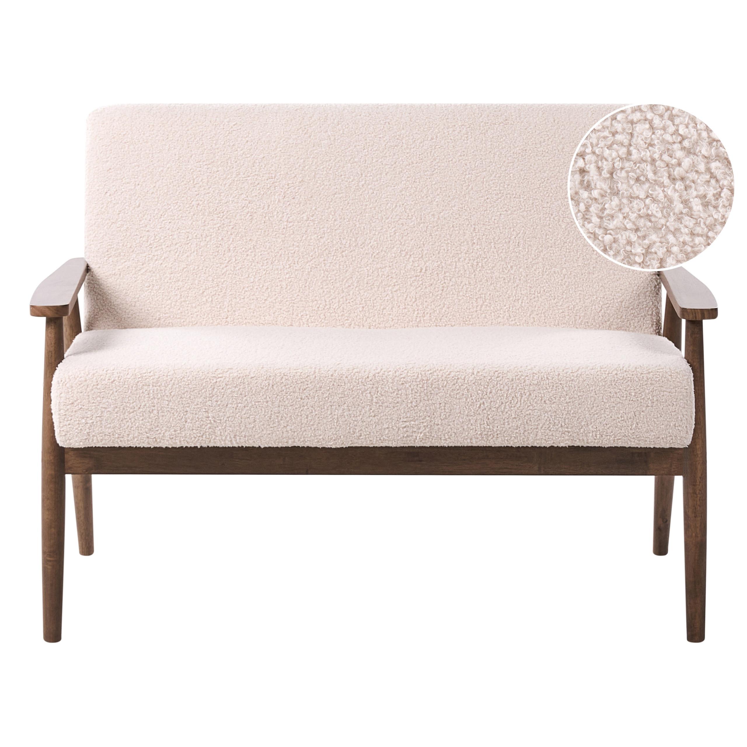 2-SITZER-SOFA Bouclé Dunkelbraun/Beige Esrum - Dunkelbraun, Textil (111/79/72cm) - Beliani