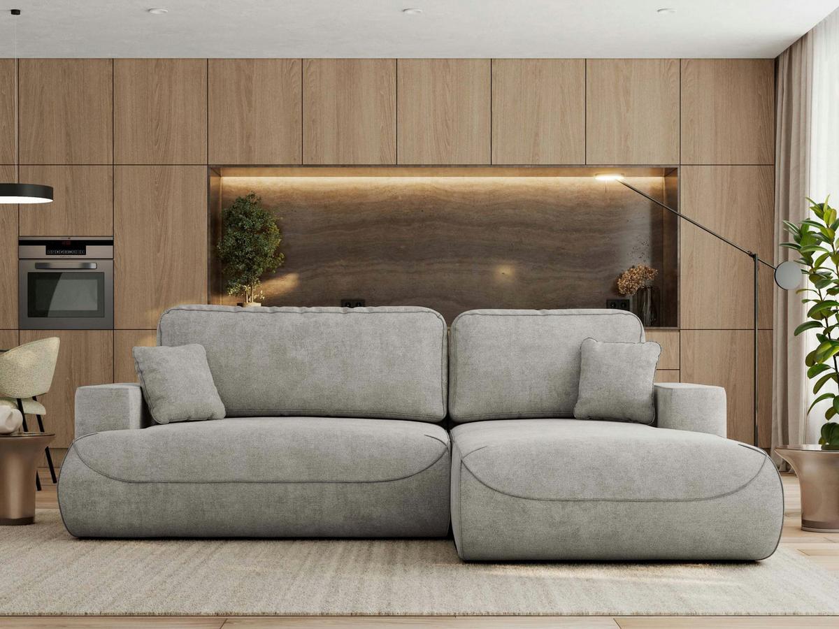 ECKSOFA OVO L Hellgrau Struktur - Rechts Seite - Hellgrau/Schwarz, Kunststoff/Textil (195/271cm) - MKS