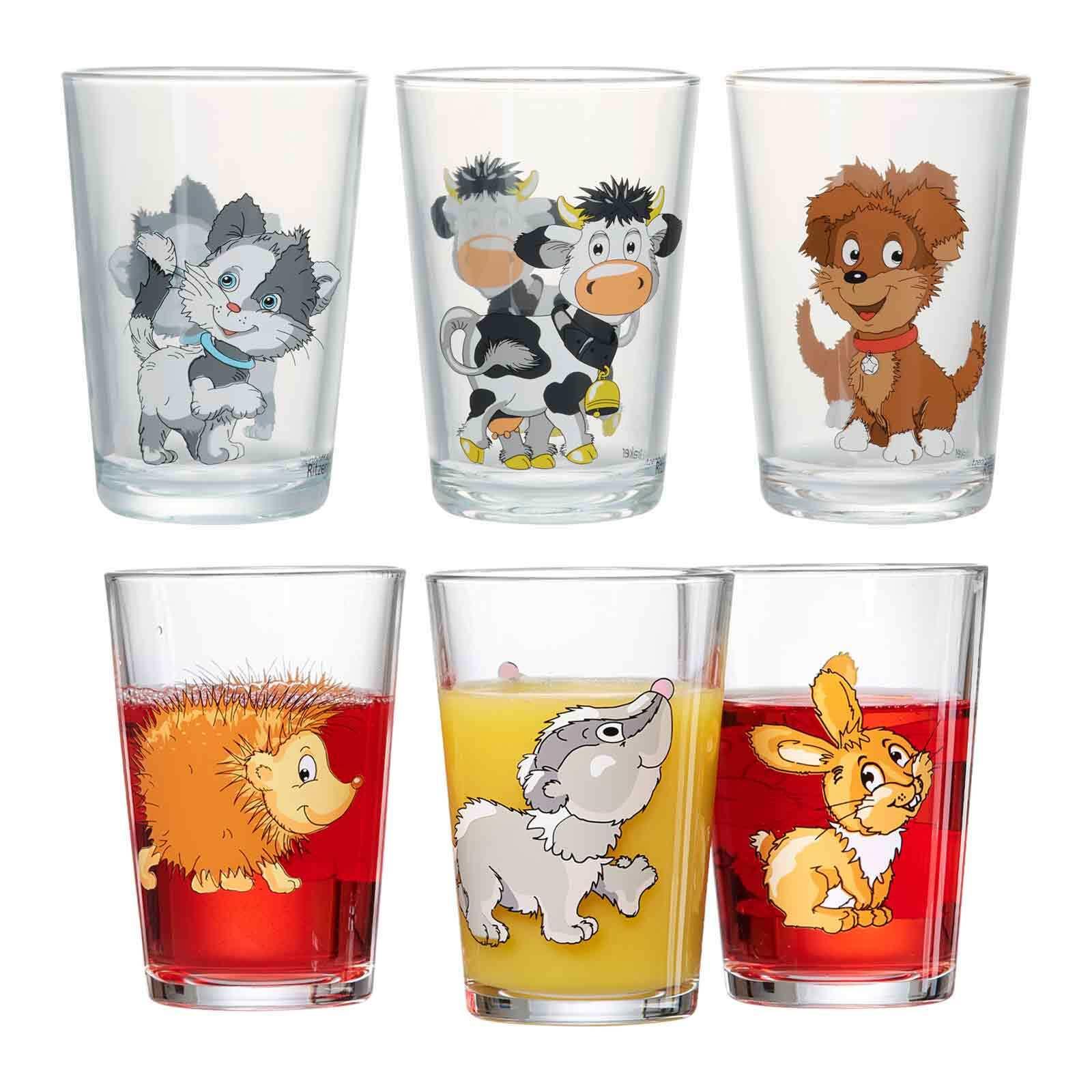 KINDERGLÄSER Hof- und Waldtiere bunt 205 ml 6-tlg. - Multicolor, Glas (0.205L) - Ritzenhoff Breker