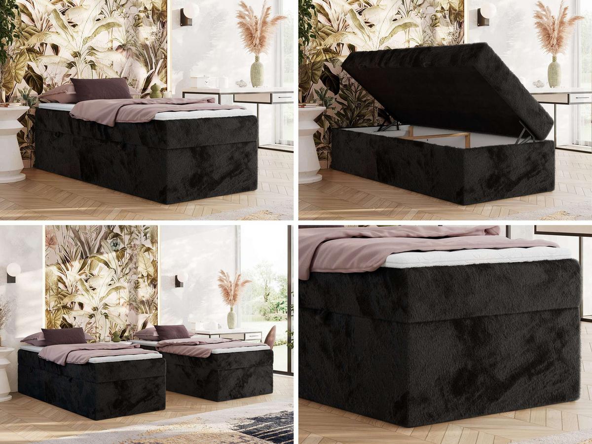 BOXBETT ZERO 90/200 - Schwarz Plüsch - H4 - Topper T25 - Schwarz, Textil (90/200cm) - MKS